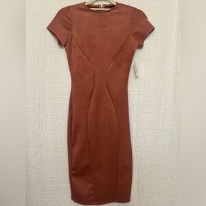 Windsor Pink Rose Suede-Look Midi Dress